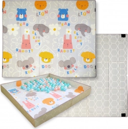 Covoraș de joacă din spumă dublu‑față pliabil 2‑în‑1 HUMBI 200 × 180 cm cu margini cu arici