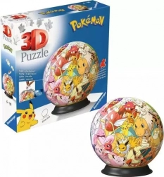 Puzzle 3D sferă POKÉMON – 72 piese pe suport