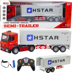 Camion RC cu semiremorcă container 6CH cu unghi de virare 270° HSTAR