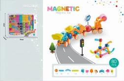 Set de construcție magnetică 3D, 80 de piese