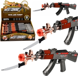 Puşcă de jucărie AK-47 pe baterii cu lumini, sunete și efect de abur