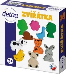 Set de animăluțe din lemn în cutie