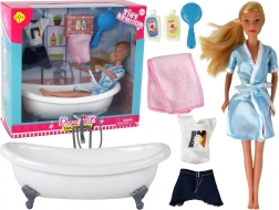 Păpușă din stofă cu cadă și accesorii – Albastru