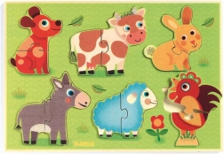 Puzzle din lemn În curte de la Djeco