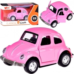 Mașinuță metalică cu uși deschise și lumini