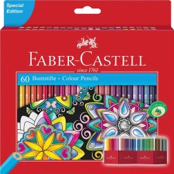 Creioane colorate clasice din lemn FABER-CASTELL, 60 de bucăți