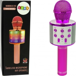 Microfon wireless Karaoke USB Speaker pentru înregistrare, model WS-858, Roz
