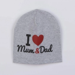 Căciuliță pentru copii NEW BABY I Love Mum and Dad gri