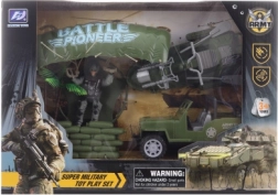 Set militar cu parașutist, jeep și scuter de apă