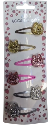 Pink set de agrafe de păr cu sclipici și pisicuțe, 6 buc.