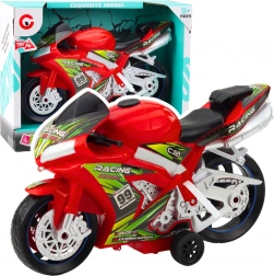 Motocicletă de curse jucărie cu efecte de lumini și sunete roșie