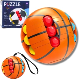 Mingea logică senzorială cu mărgele – jucărie fidget puzzle portocalie pentru copii
