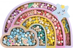 Mărgele pastelate din lemn Curcubeu, 330 buc.