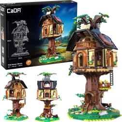 Set de construcție CADA Tree House Library – bibliotecă într-o casă în copac cu lumini LED, 1808 piese