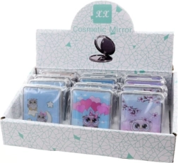 Oglindă de buzunar cu bufnițe și sclipici curgător