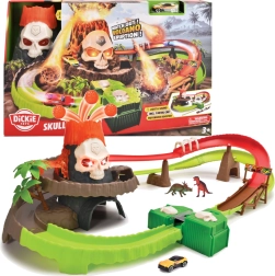 Dickie Toys pistă de curse Vulcanul Craniului cu lumini și sunete + mașinuță metalică 1:64
