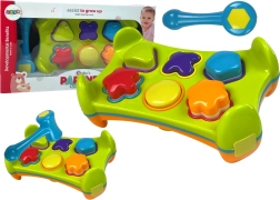 Sorter educațional cu ciocănel și forme, cu două fețe