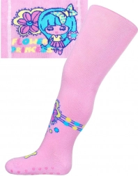 Dresuri din bumbac cu ABS New Baby – roz deschis Flower Princess