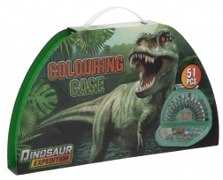 Servietă de desen semirotundă Dino – 51 de piese