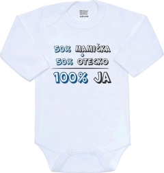Body pentru bebeluși New Baby 50% mămica + 50% tăticul - 100% eu, albastru