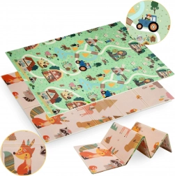 Saltea din spumă XPE HUMBI pliabilă, cu două fețe, 120 × 180 cm – pădure și sat, XPE