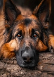 Pictură cu diamante ciobănesc german odihnindu-se 30 × 40 cm