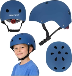 Cască de ciclism pentru copii TRIKE FIX cu LED, mărimea S 48–54 cm, albastru închis