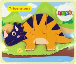 Puzzle din lemn cu dinozauri – triceratops sau ankylosaurus, portocaliu