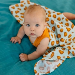 Set Tommy Lise scutece muselin Blue Leopard 2 buc