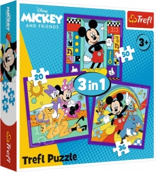 Puzzle 3‑în‑1 Mickey Mouse și prietenii (20, 36, 50 piese) Trefl