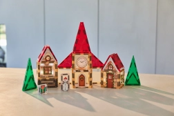 Cleverclixx set de construcție magnetică – calendar de Advent Satul de Crăciun – 46 de piese