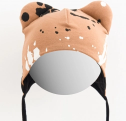 Căciuliță pentru bebe din bumbac cu urechiușe NEW BABY Paw muștar