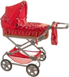 Cărucior adânc din nuiele pentru păpuși Monika 90 × 40 × 70 cm