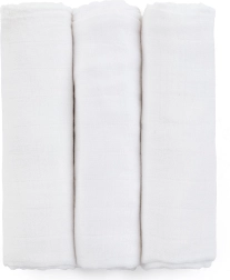 Scutece muselin din bambus PETITE&MARS Moussy Total White 68 × 68 cm (3 buc)