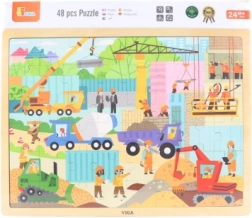 Puzzle din lemn cu 48 de piese – utilaje de construcții