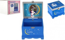 Cutie muzicală pentru bijuterii din lemn cu unicorn Born to Sparkle – albastră