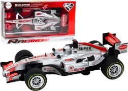 Mașină sport de curse cu mecanism 1:9, argintie, lumini și sunete