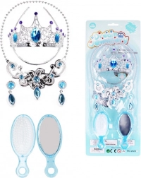 Set de accesorii pentru prințesa de gheață – diademă, colier, cercei și perie