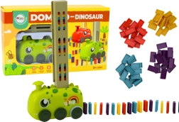Mașinuță verde DINOSAUR cu baterii care așează domino colorat