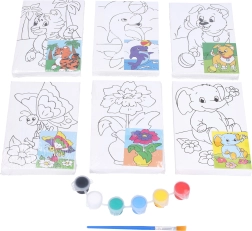 Pânză de pictură cu șablon 10 × 15 cm cu culori și pensulă