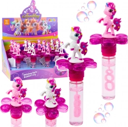 Bețișor banc cu motiv de unicorn cu floare rotativă și lumină LED 20 cm