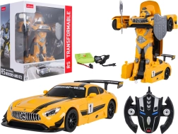 Mașină și robot Mercedes-AMG GT3 RASTAR galbene, controlate de la distanță, 2 în 1
