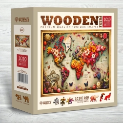 WOODEN CITY Puzzle din lemn Hartă colorată 1010 piese