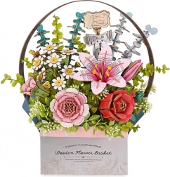 Puzzle 3D din lemn RoboTime Coș de Flori