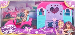 Păpușă SPARKLE GIRLZ cu jeep și rulotă de camping 26,5 cm