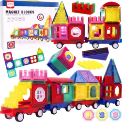 Set de construcție magnetică 3D tren, 72 piese