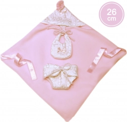 Îmbrăcăminte cu două piese cu glugă pentru păpușa Nou Născut 26 cm