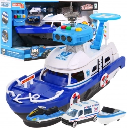 Navă de poliție interactivă 2în1 cu spațiu de depozitare și lumini și sunete