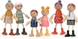 Familie veselă, figurine din lemn