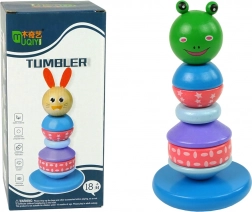 Piramidă educativă din lemn cu broscuță